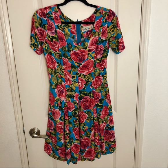 Jams World Dresses Vintage 9s Jams World Floral Roses Pleated Floral Mini Dress S Poshmark